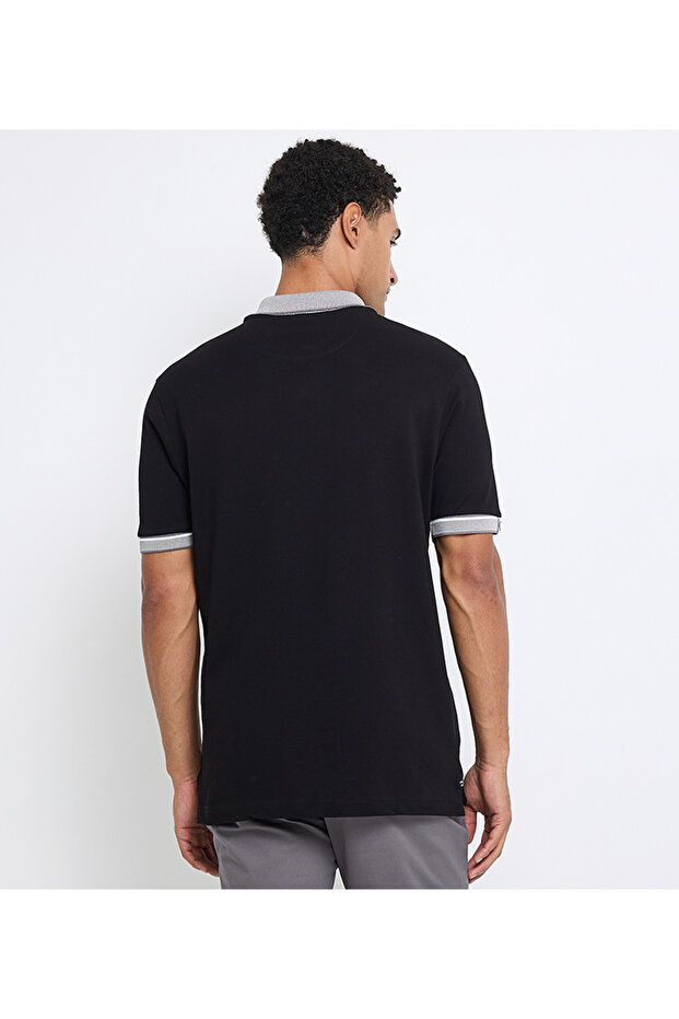 Men's Black Pique Polo - 4