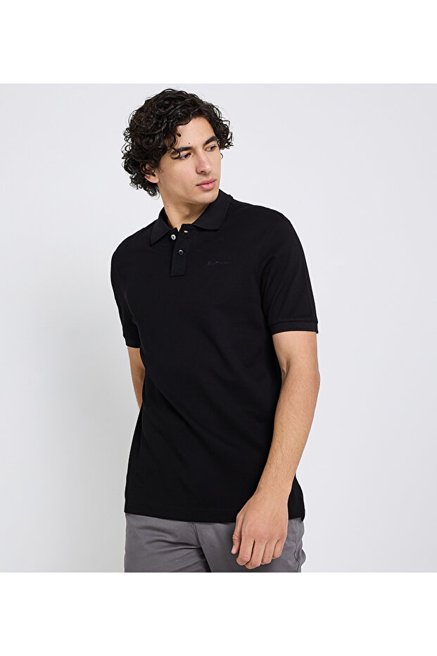 Men's Black Pique Polo