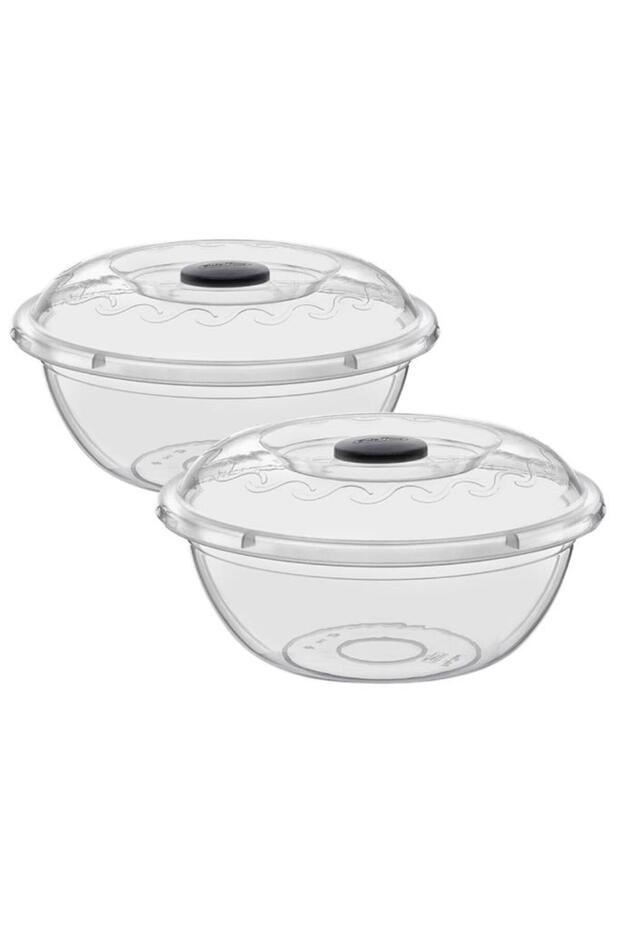 2 Adet Şeffaf Kapaklı Hamur Leğeni 5 Lt, Çok Amaçlı Yoğurma Saklama Kabı Un Kutusu 2’li Set - 3