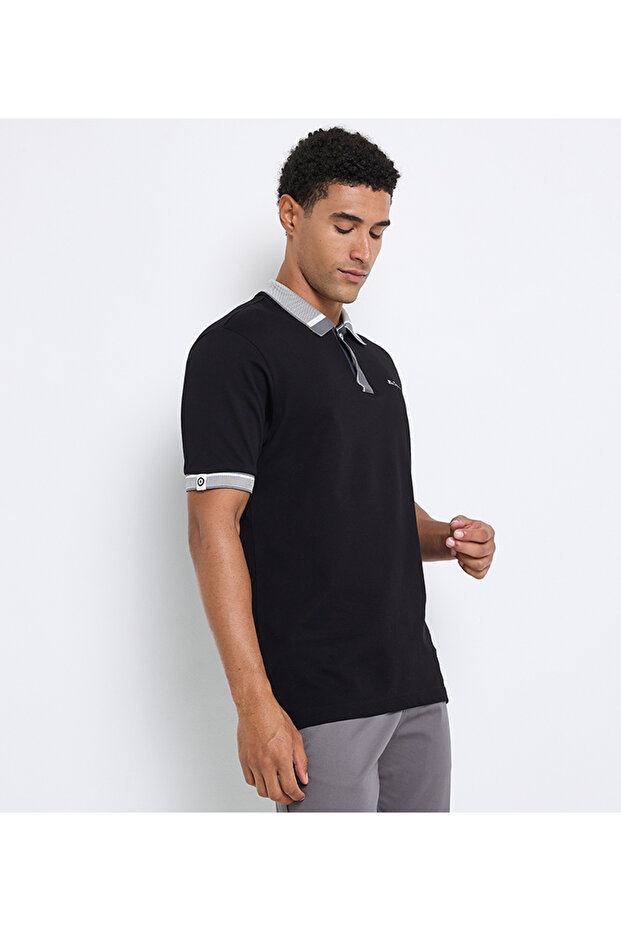 Men's Black Pique Polo - 3