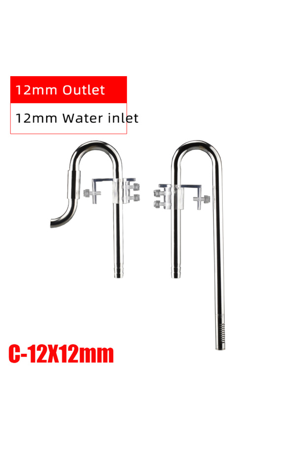 C-12X12mm ZRDRAquarium Filter Stainless Steel External Filter Accessories Inlet and Outlet Water Rem