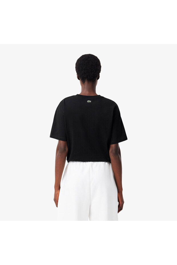 Kadın Bisiklet Yaka Siyah T-Shirt - 3