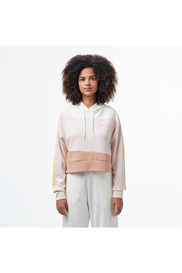 Kadın Kapüşonlu Renk Bloklu Açık Pembe Sweatshirt - 1