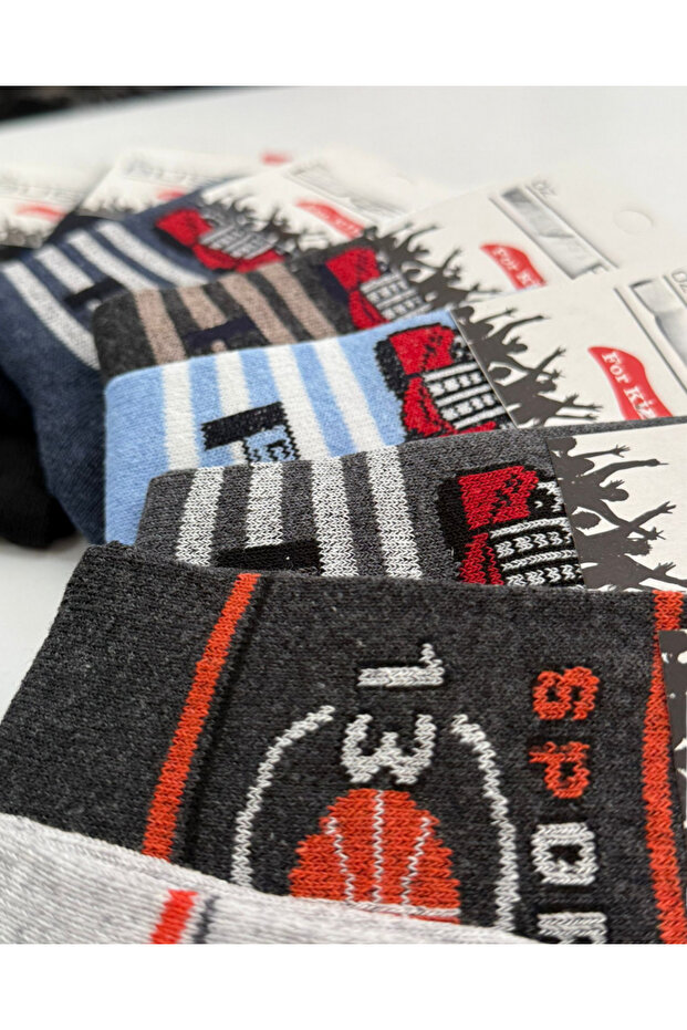 مجموعة من 6 جوارب مدرسية للأولاد بنمط مختلط - 3