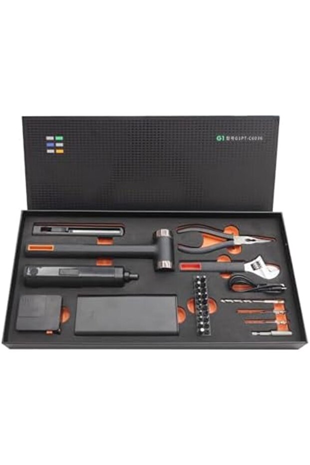 مجموعة أدوات منزلية متعددة الوظائف بما في ذلك مفك براغي كهربائي (24 قطعة) - 1