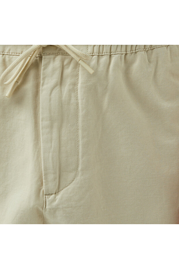 Erkek Relaxed Fit Bej Bermuda Şort - 3