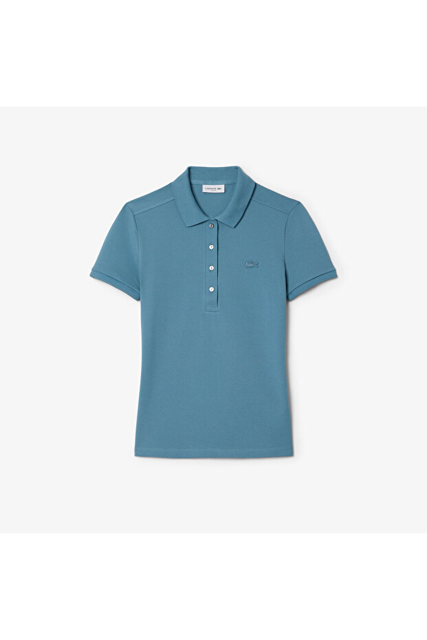 L.12.D Kadın Slim Fit Mavi Polo - 4