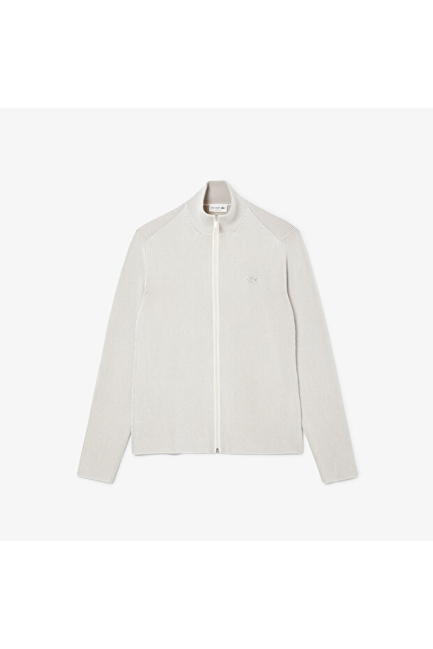 Erkek Classic Fit Fermuarlı Yaka Gri Triko - 4