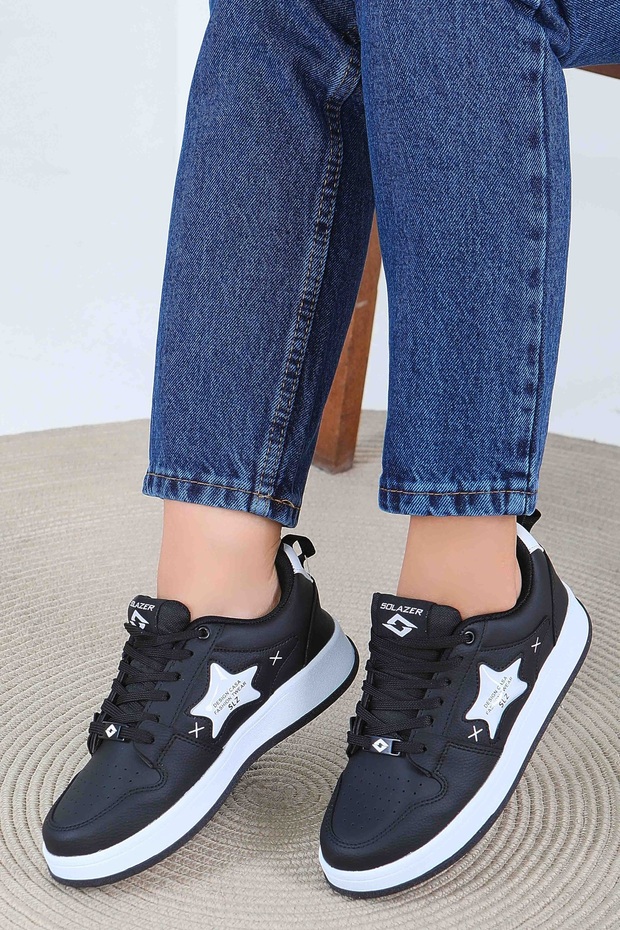 Solazer 017 Black White Lightweight Comfortable Orthopedic Women's Sports Shoes