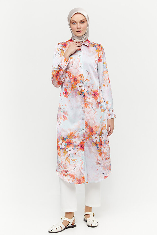 Çiçekli Uzun Tunik - 2