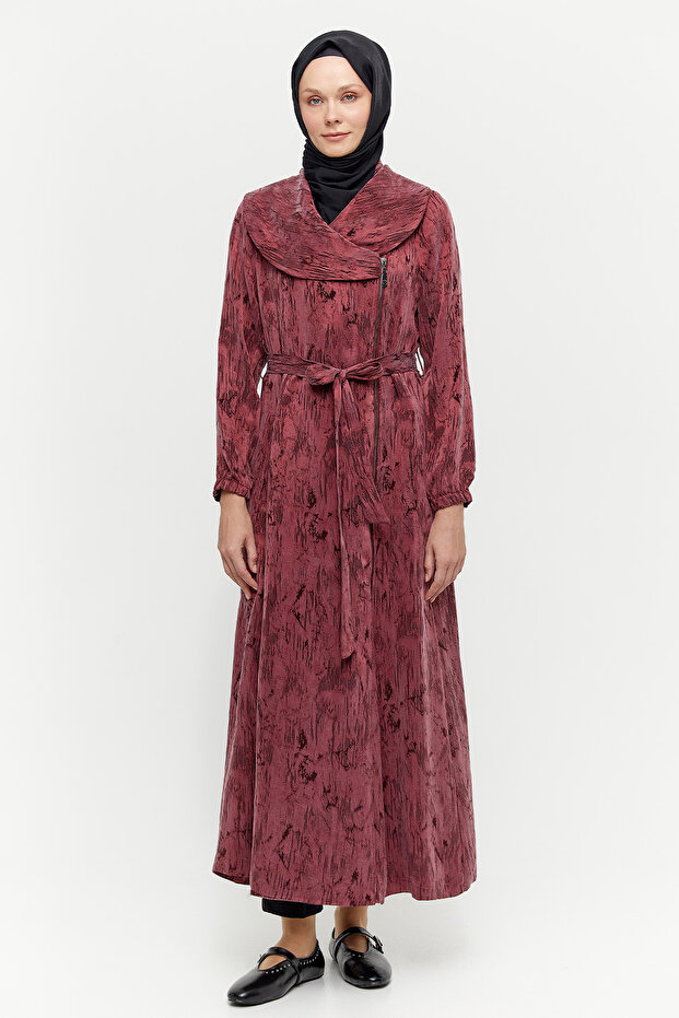 Fermuarlı Lyocell Pardösü - 1