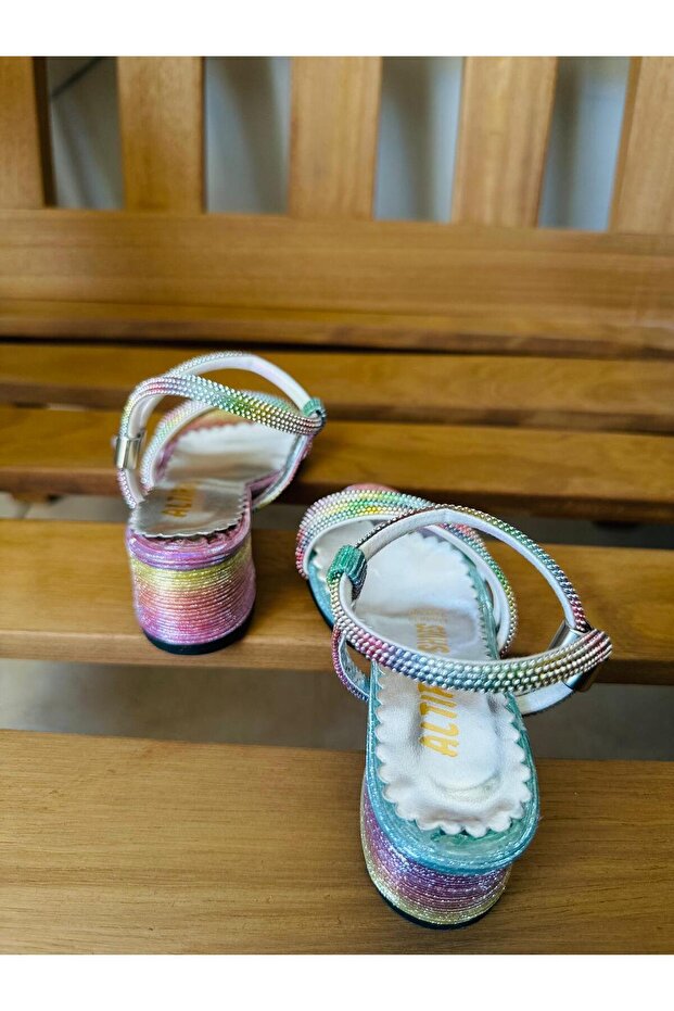 taş işlemeli çocuk topuklu ayk. - 4