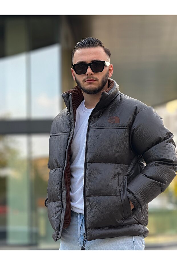 معطف رجالي منفوخ من الجلد - 4