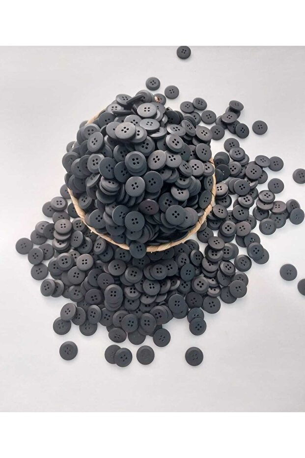 Matte Black Color 2 cm Diameter Polyester Button 20 Pieces.