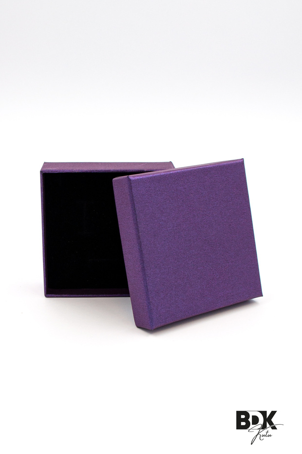 8x8cm Simli Mor Sert Hediye Kutusu Süngerli (Yükseklik:2,5cm) 1 Adet - 3