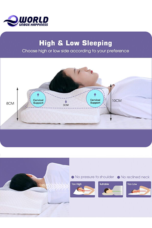 Orthopedic 2-in-1 Memory Foam Cervical Pillow | Ergonomic Contour Support + Snore Relief - 6