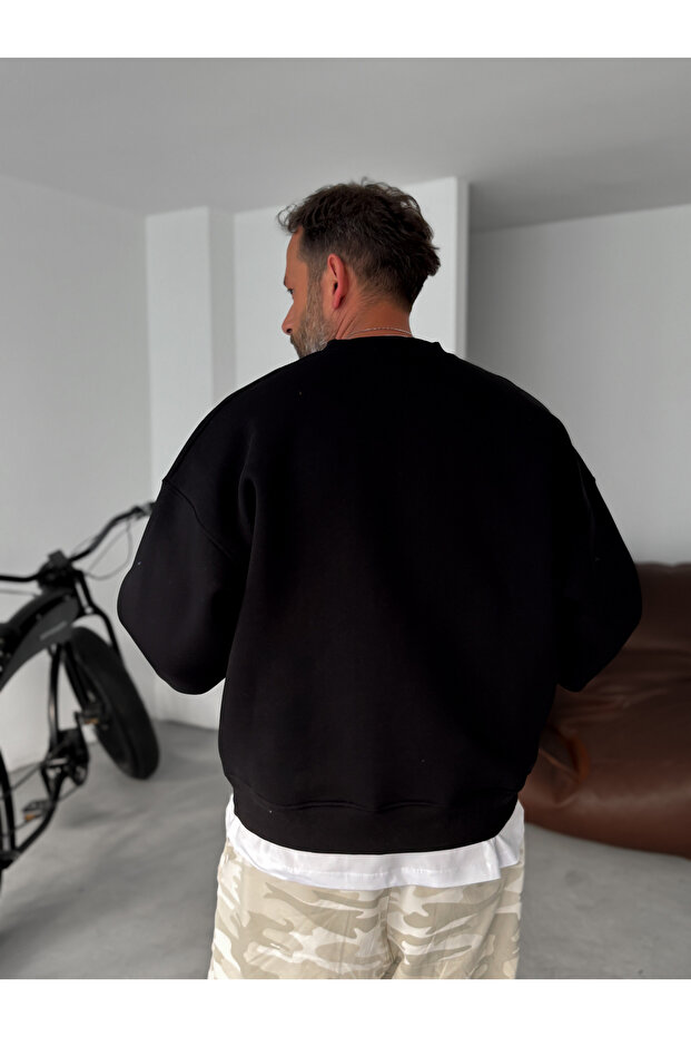 Siyah Basic Sweatshirt JJ-81 - 4