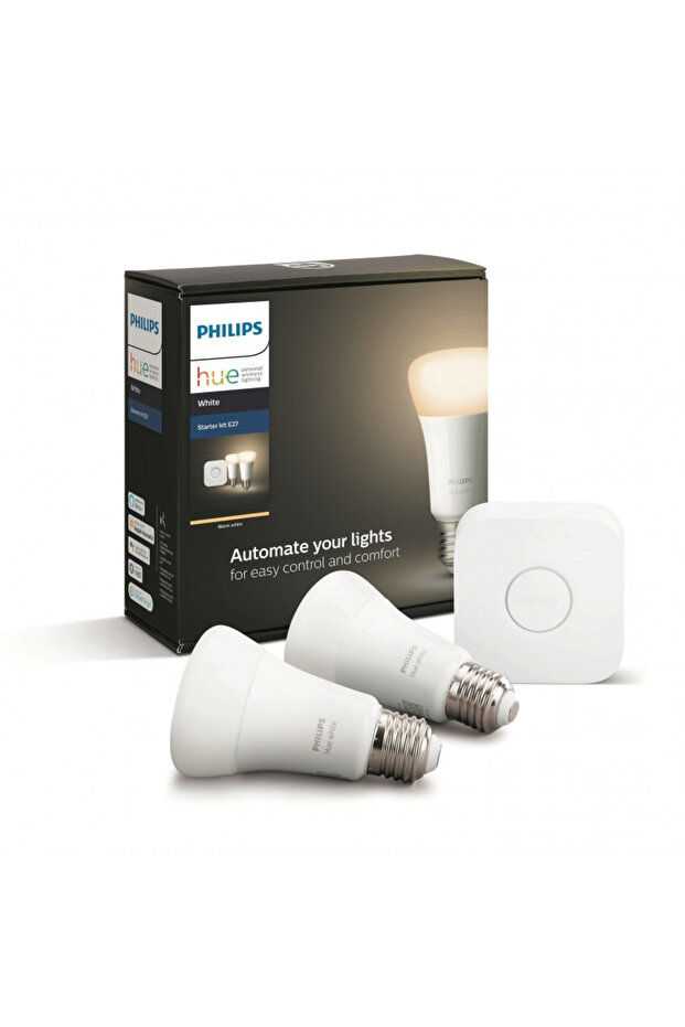 Hue Bluetooth 2x LED Bulb E27 9W 806lm 2700K + Bridge Philips