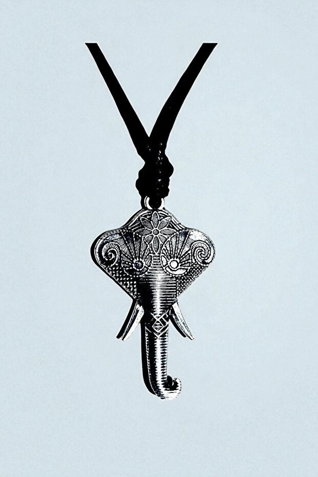 Elephant Motif Necklace – Zamak Metal Design, Adjustable Cotton Rope