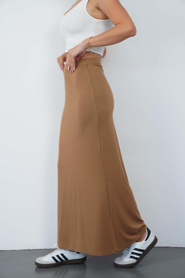 Nora Women's Maxi Length Lined Viscose Skirt-Cinnamon
