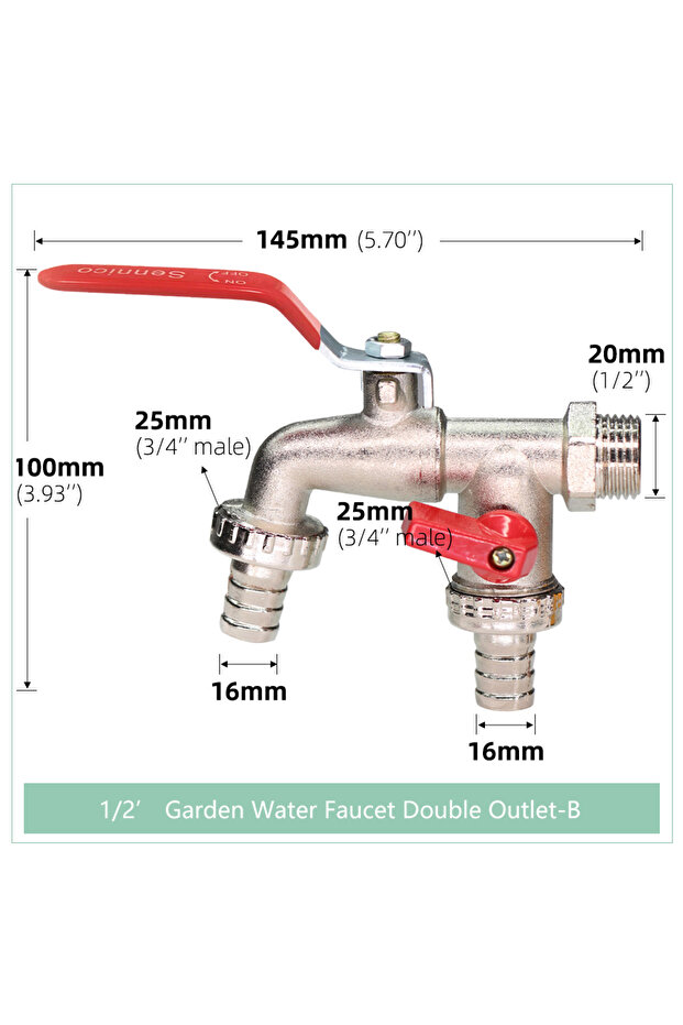 3/4'' 01-B Garden Tools Brass Water Faucet 1/2" Outside & Inside Used Easy Turn On/Off Lever Handle