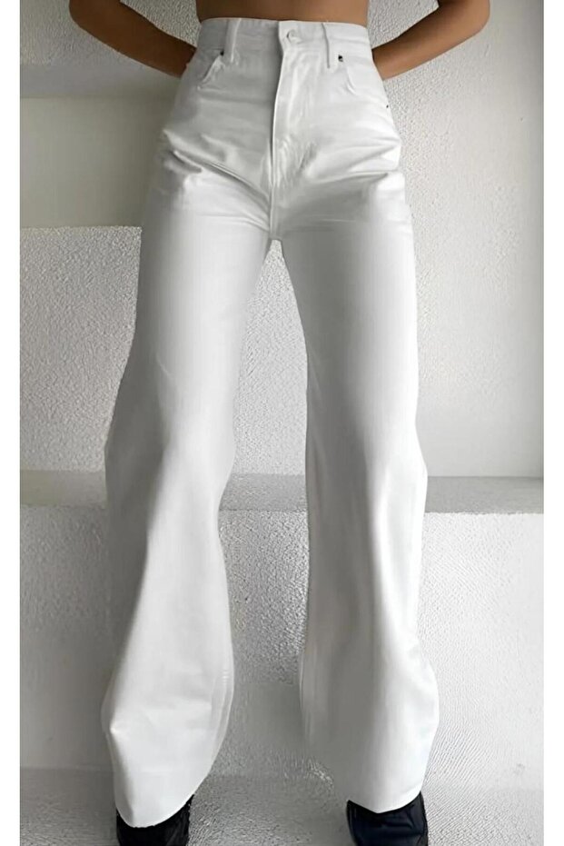 New Season High Belt Wi̇de Leg Palazzo Women's Jean Pants