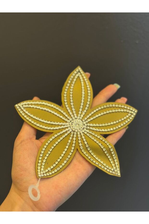Iron-On Zircon Stone Embellishment Flower Arma Sewing Accessory 17X17 cm Green
