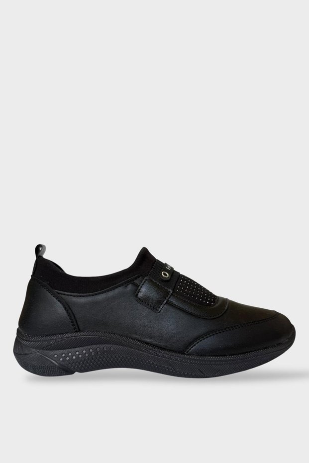 Women's Orthopedic Comfort Sole Rubber Detail Casual Shoes Black - Silver