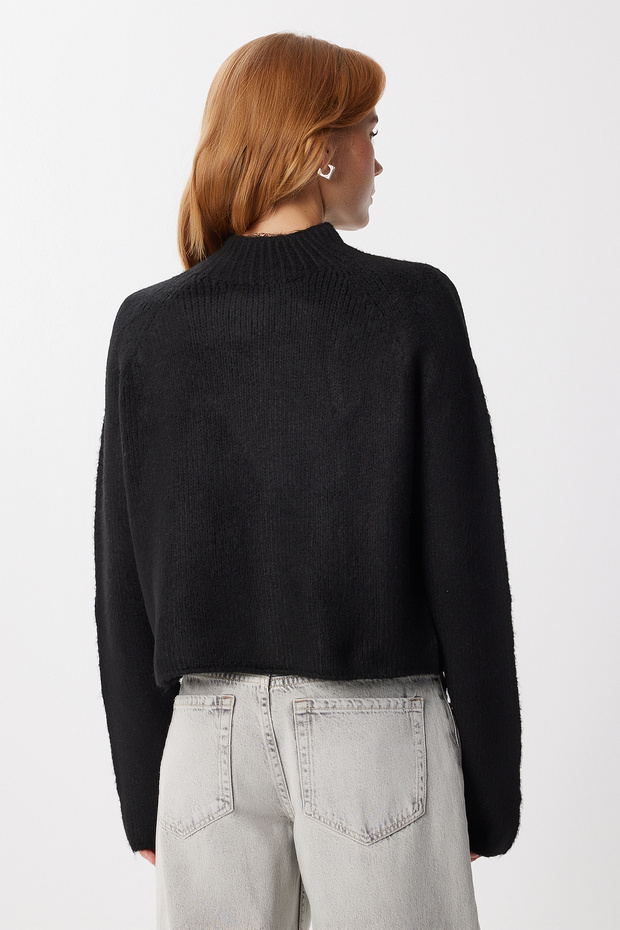 Damen Bordeaux Basic Crop Strickpullover MX00266 - 4