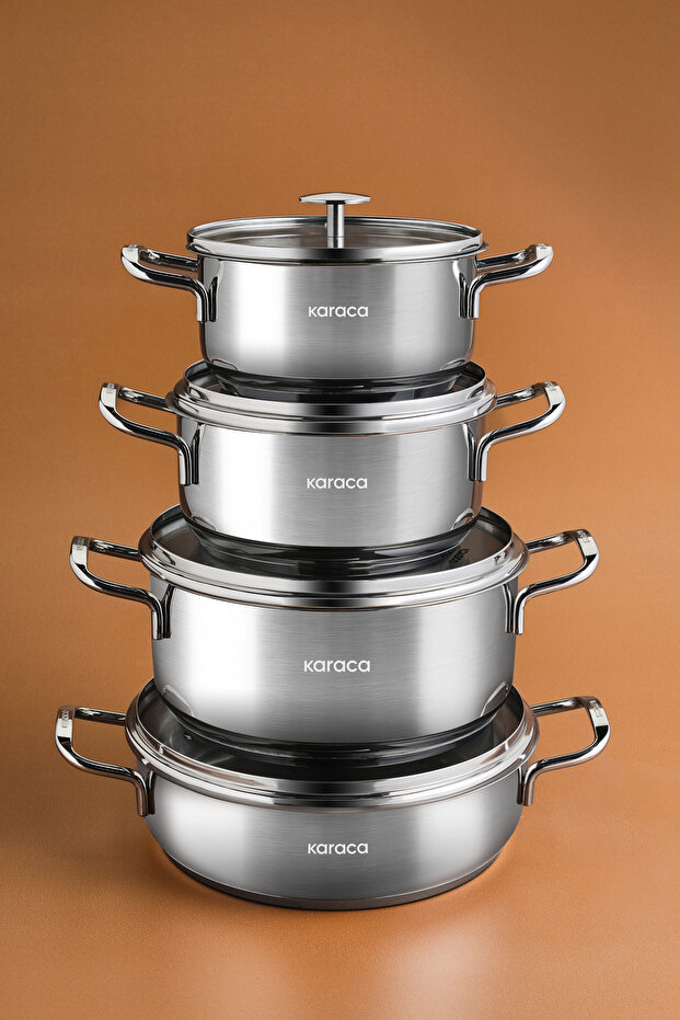 Alaz Induction Based 8 Piece Steel Cookware Set