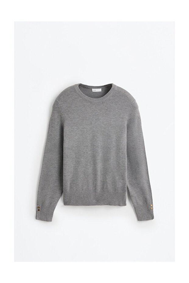 Sweter damski z okrągłym dekoltem i guzikami - 6