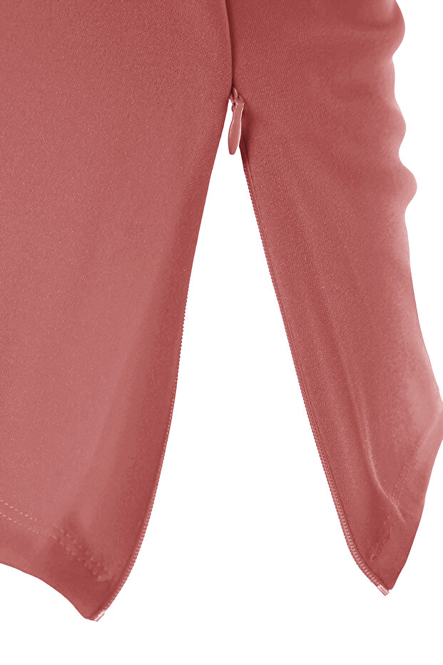 Pembe Straplez Yaka Yandan Fermuarlı Krep Örme Bluz TWOSS23BZ00928 - 10