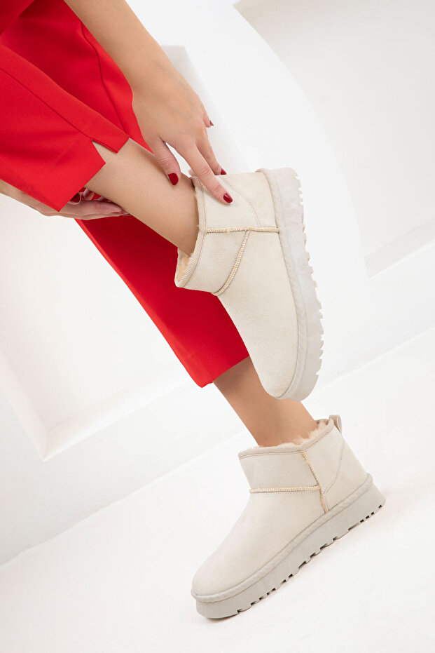 Bej Süet Kadın Bot & Bootie 21067 - 4