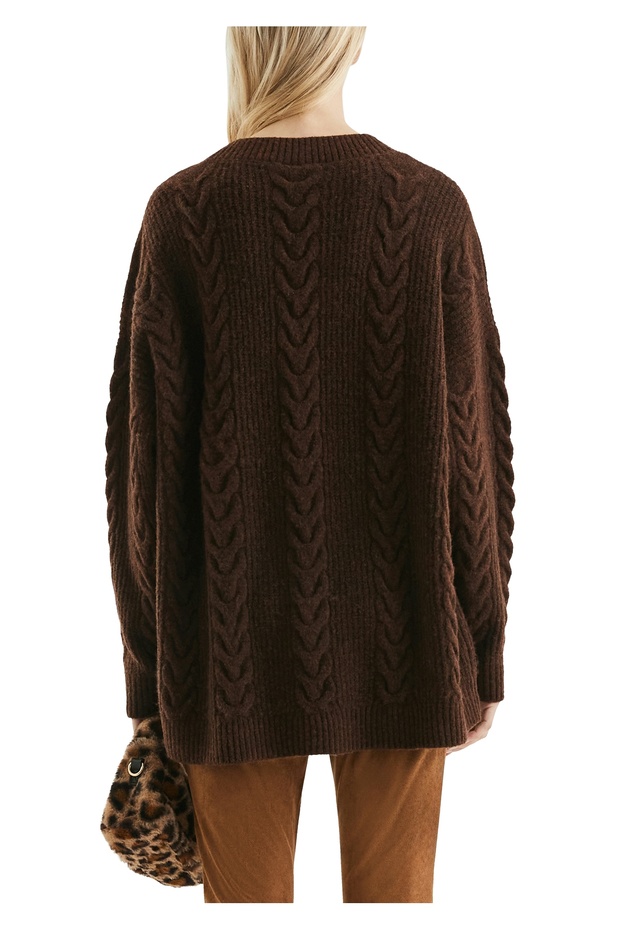 Weicher Oversize-Kabelstrickpullover - 2