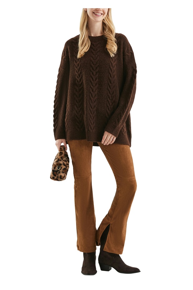 Weicher Oversize-Kabelstrickpullover - 1