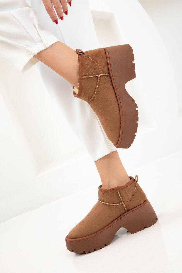 Taba Süet Kadın Bot & Bootie 21054 - 3