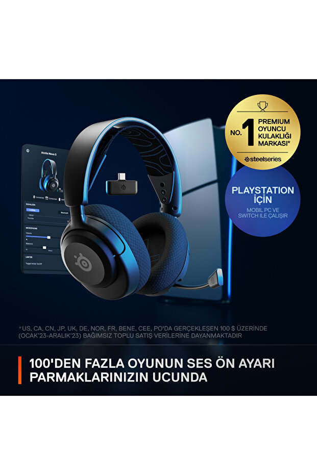 Arctis Nova 5P Wireless ve Bluetooth PS ve PC Oyuncu Kulaklığı - Siyah - 4