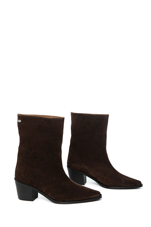 Kahve Süet Hakiki Deri Kadın Bot & Bootie 21058 - 2