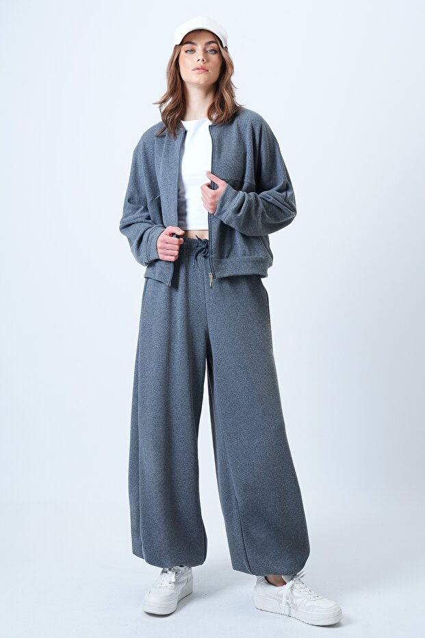 Kadın Antrasit Oversize Jogger Eşofman Altı ALC-X14610 - 2