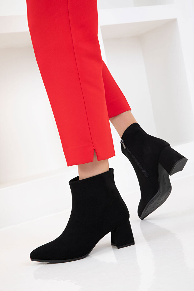 Siyah Süet Kadın Bot & Bootie 20982 - 3