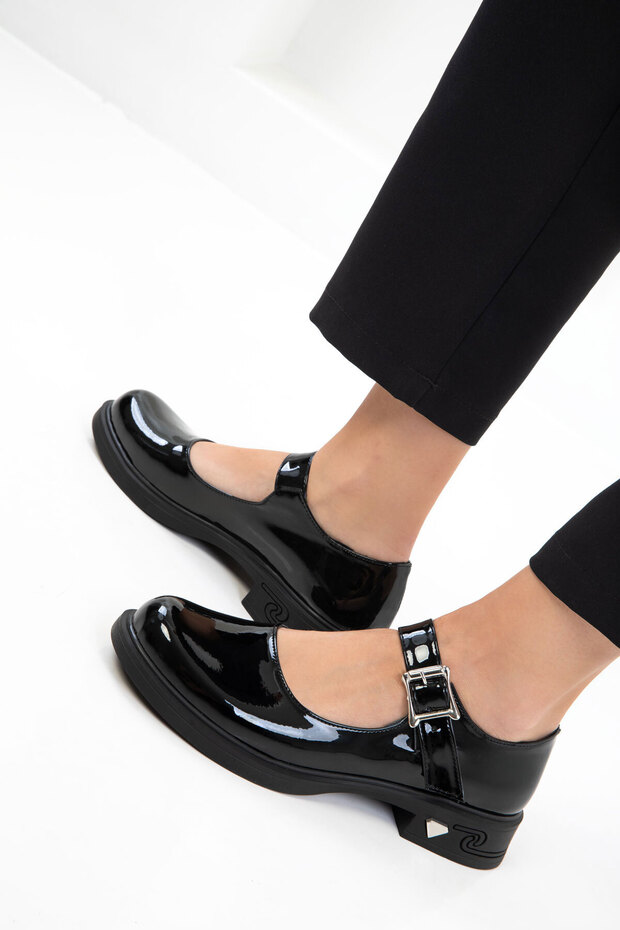 Siyah Rugan Kadın Loafer Ayakkabı 21057 - 4