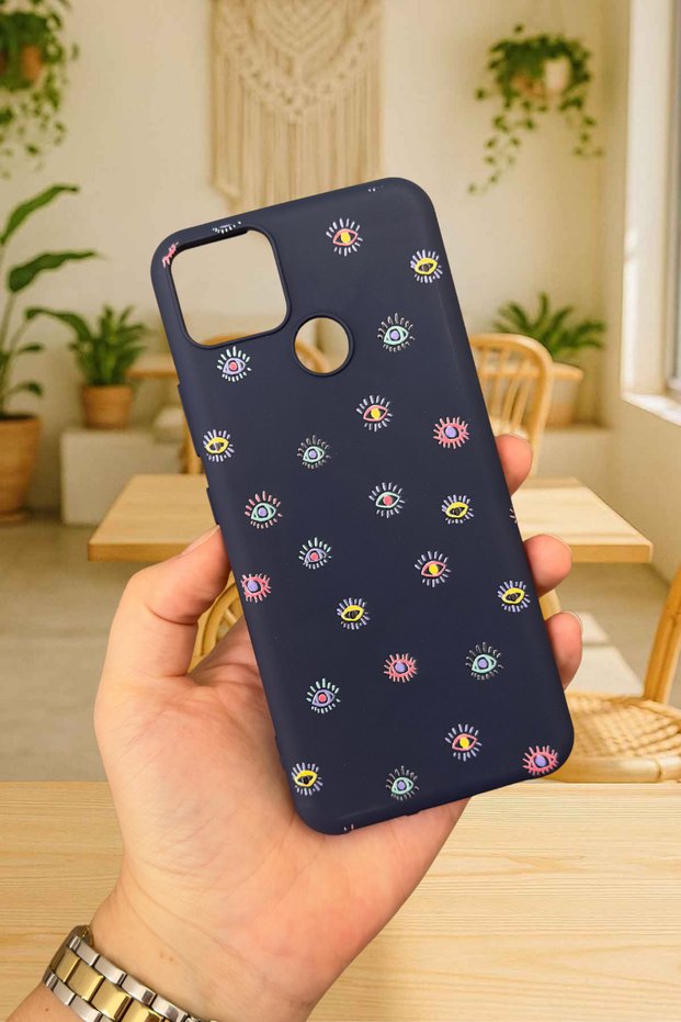 Realme C25 - Mini Evil Eye Patterned Silicone Shock-Absorbing Classic Protective Rubber Case