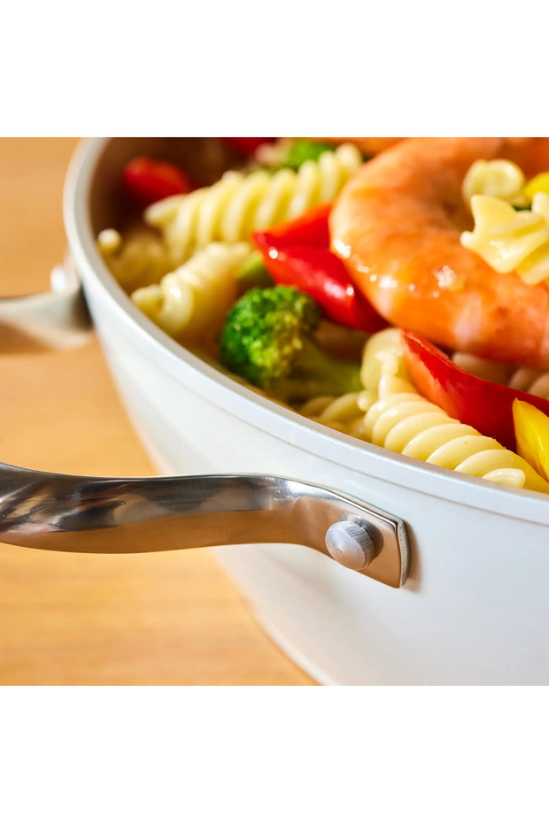 Swiss Crystal Mandulás Krémes Tapadásmentes Indukciós Rozsdamentes Acél Nyéllel és Fedővel, 18 cm, Krémszínű - 7