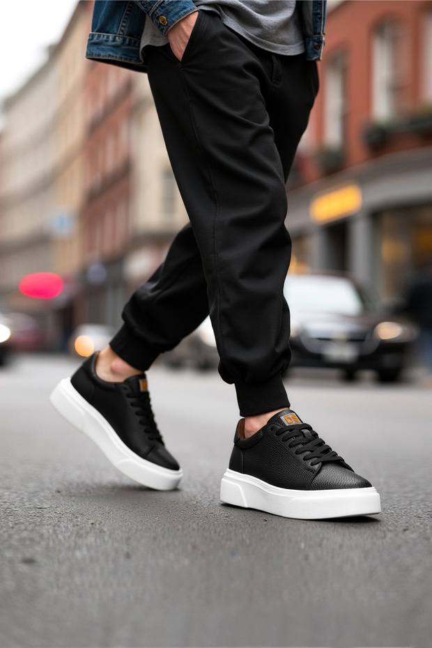 DS Cooper Men's Black White Casual Shoes