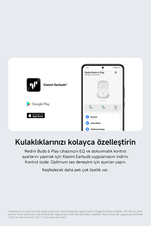 Redmi Buds 6 Play Siyah Kulakiçi Kulaklık-Gürültü Önleme BT5.4 IOS&Android (Xiaomi TR Garantili) - 14