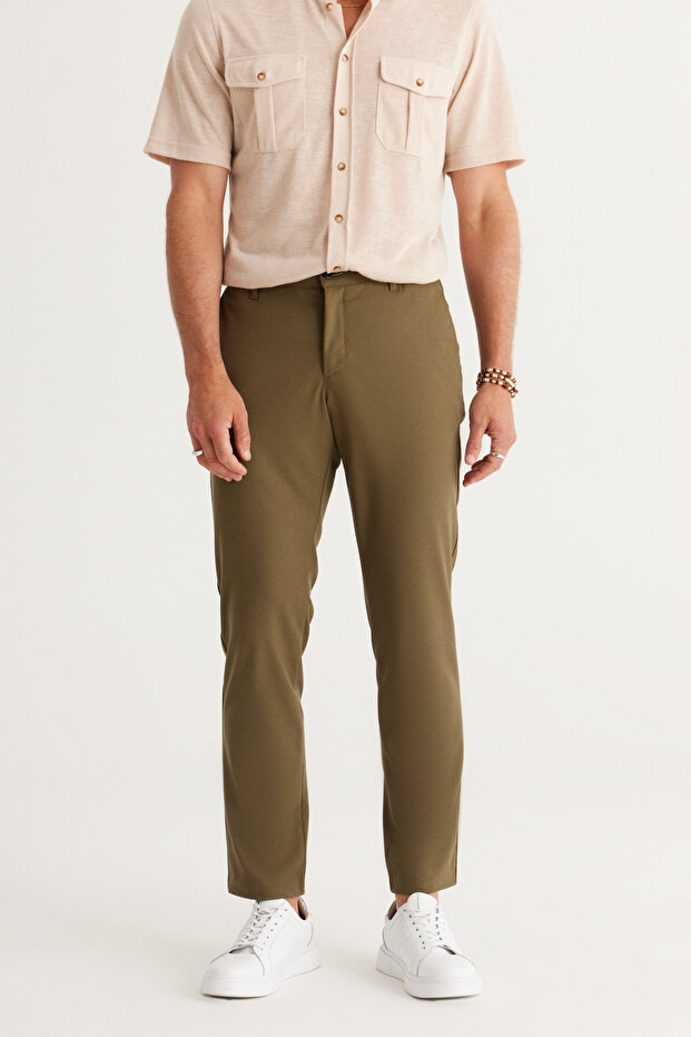Men's Khaki Slim Fit Slim Fit Flexible Trousers