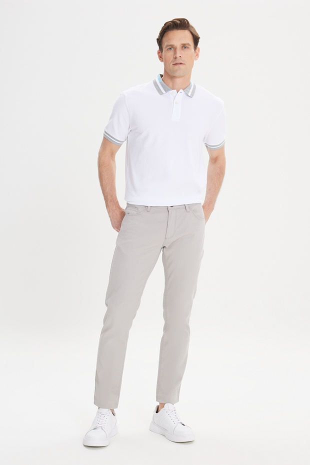 Erkek Taş Slim Fit Dar Kesim 5 Cep Armürlü Esnek Pantolon - 5