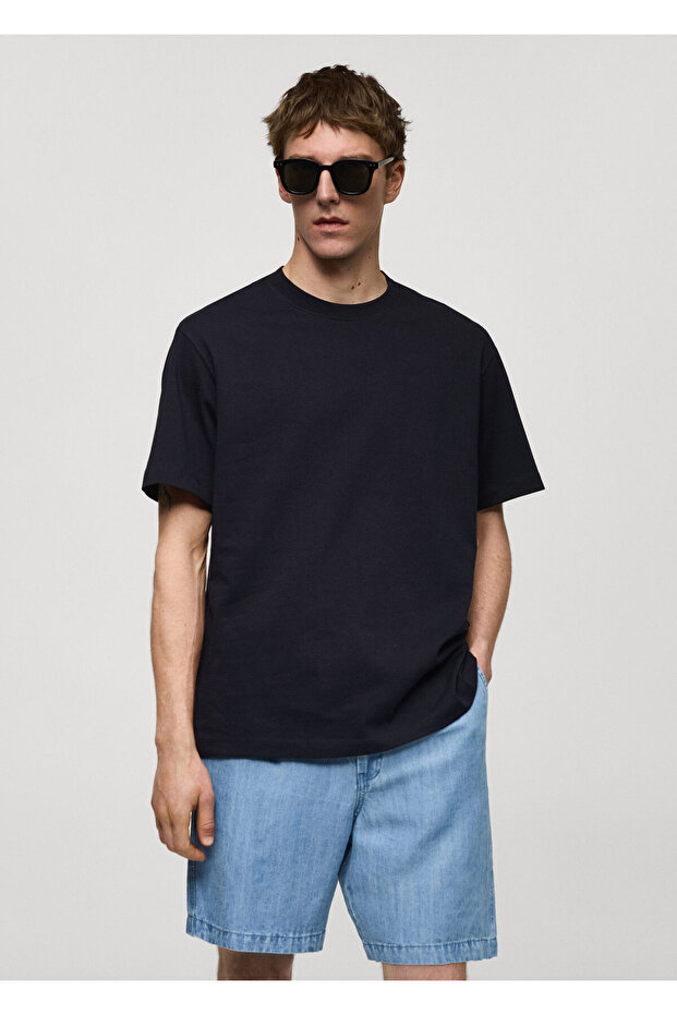 %100 pamuklu rahat kesim basic tişört - 9