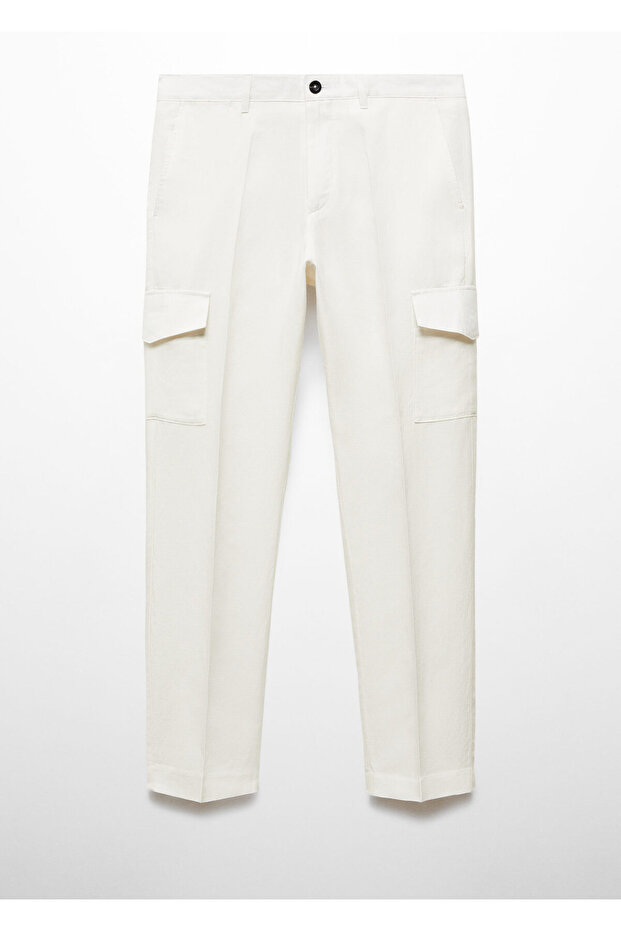 Keten Karışımlı Kargo Pantolon - 1