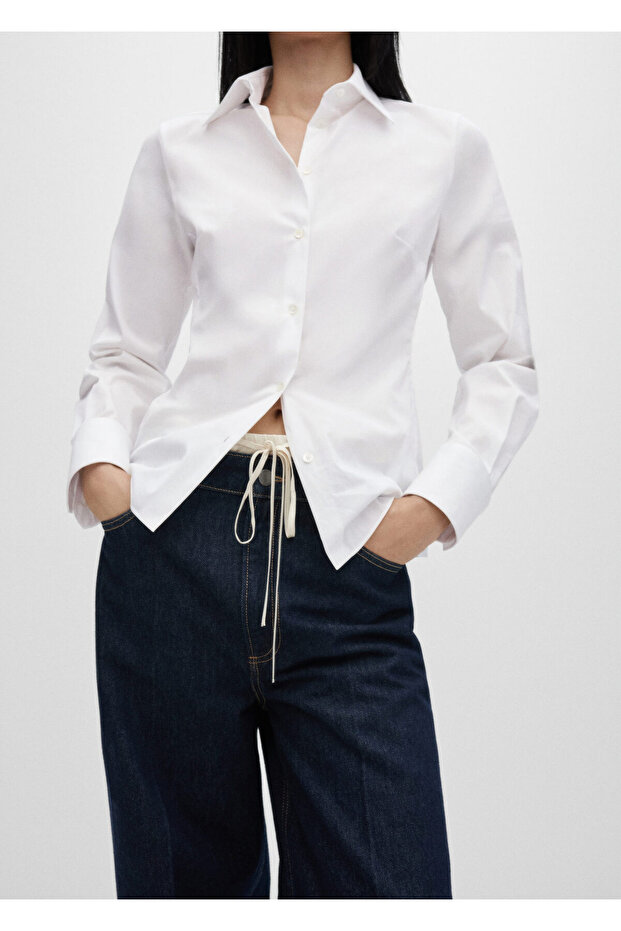 Bedene oturan poplin gömlek - 8